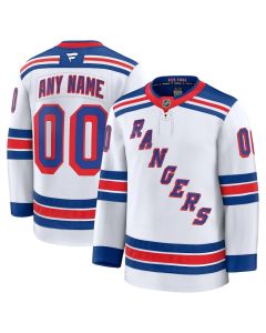 Men's New York Rangers White Away Premium Custom Jersey