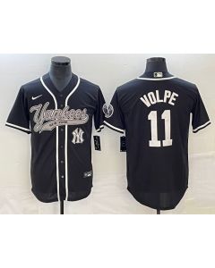 Men's New York Yankees #11 Anthony Volpe Black With Patch Cool Base Stitched Baseball Jersey