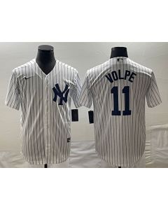 Men's New York Yankees #11 Anthony Volpe White Cool Base Stitched Baseball Jersey (White)