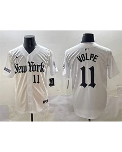 Men's New York Yankees #11 Anthony Volpe White "Gothic Legacy Edition" Vapor Premier Limited Stitched Baseball Jersey (White)