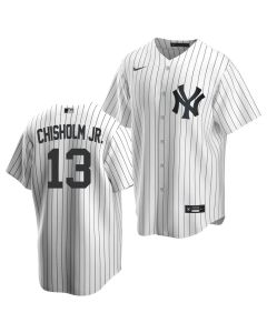 Men's New York Yankees #13 Jazz Chisholm Jr. White Cool Base Stitched Baseball Jersey (White)