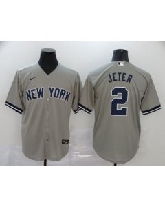 Men's New York Yankees #2 Derek Jeter 2020 Grey Cool Base Stitched MLB Jersey