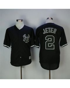 Men's New York Yankees #2 Derek Jeter Black Cool Base Stitched MLB Jersey