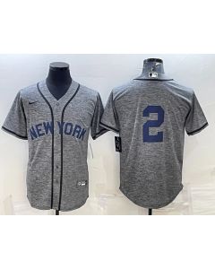 Men's New York Yankees #2 Derek Jeter Grey Cool Base Stitched Jersey (Grey)