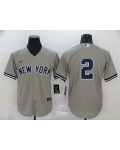 Men's New York Yankees #2 Derek Jeter Grey Cool Base Stitched MLB Jersey