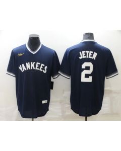 Men's New York Yankees #2 Derek Jeter Navy Stitched Baseball Jersey