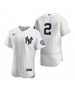 Men's New York Yankees #2 Derek Jeter White 2020 Hall of Fame induction Flex Base Stitched Jersey