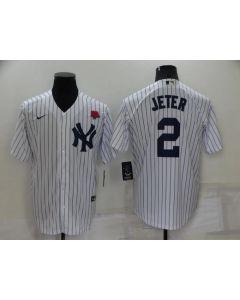 Men's New York Yankees #2 Derek Jeter White Cool Base Stitched Baseball Jersey