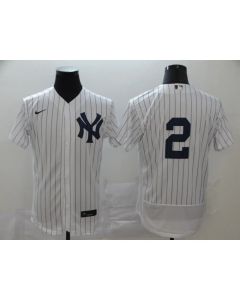 Men's New York Yankees #2 Derek Jeter White Flex Base Stitched MLB Jersey