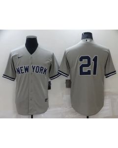 Men's New York Yankees #21 Paul O'Neill Grey Stitched Baseball Jersey