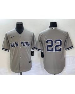 Men's New York Yankees #22 Harrison Bader Gray Cool Base Stitched Baseball Jersey