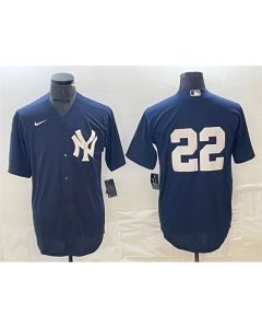 Men's New York Yankees #22 Juan Soto Navy Cool Base Stitched Baseball Jersey (Navy)