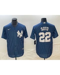 Men's New York Yankees #22 Juan Soto Navy Cool Base Stitched Baseball Jersey
