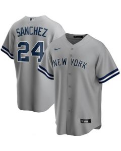 Men's New York Yankees #24 Gary Sanchez Grey Cool Base Stitched Jersey