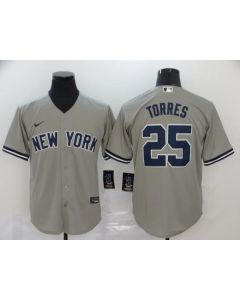 Men's New York Yankees #25 Gleyber Torres 2020 Grey Cool Base Stitched MLB Jersey