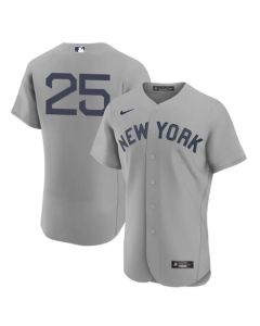 Men's New York Yankees #25 Gleyber Torres 2021 Grey Field of Dreams Flex Base Stitched Baseball Jersey