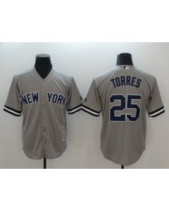 Men's New York Yankees #25 Gleyber Torres Gray Cool Base Replica Player MLB Jersey