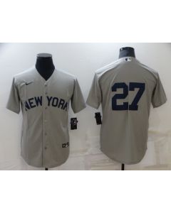 Men's New York Yankees #27 Giancarlo Stanton 2021 Grey Field of Dreams Cool Base Stitched Baseball Jersey