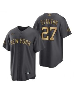 Men's New York Yankees #27 Giancarlo Stanton 2022 All-Star Charcoal Cool Base Stitched Baseball Jersey (Charcoal)