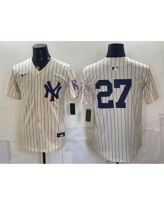 Men's New York Yankees #27 Giancarlo Stanton Cream 2026 Field of Dreams Stadium Baseball Jersey