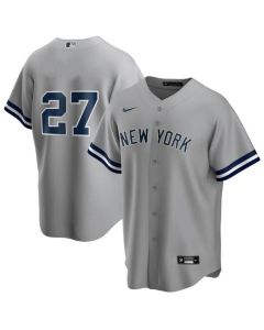 Men's New York Yankees #27 Giancarlo Stanton Grey Cool Base Stitched Baseball Jersey