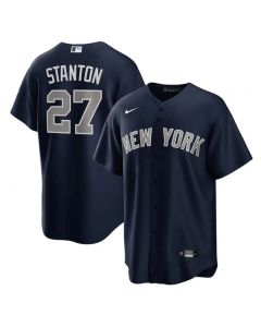 Men's New York Yankees #27 Giancarlo Stanton Navy Cool Base Stitched Baseball Jersey
