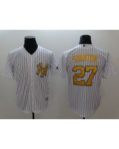 Men's New York Yankees #27 Giancarlo Stanton White Gold Cool Base Stitched MLB Jersey