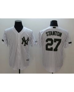 Men's New York Yankees #27 Giancarlo Stanton White Olive Cool Base Stitched MLB Jersey