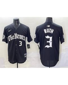 Men's New York Yankees #3 Babe Ruth Black "Gothic Legacy Edition" Vapor Premier Limited Stitched Baseball Jersey