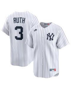 Men's New York Yankees #3 Babe Ruth White Throwback Cooperstown Collection Limited Jersey