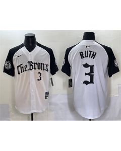 Men's New York Yankees #3 Babe Ruth White "Gothic Legacy Edition" Vapor Premier Limited Stitched Baseball Jersey (Style 2)