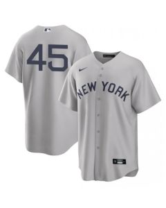 Men's New York Yankees #45 Gerrit Cole 2021 Grey Field of Dreams Cool Base Stitched Baseball Jersey