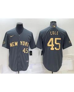 Men's New York Yankees #45 Gerrit Cole 2022 All-Star Charcoal Cool Base Stitched Baseball Jersey
