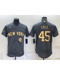 Men's New York Yankees #45 Gerrit Cole 2022 All-Star Charcoal Flex Base Stitched Baseball Jersey