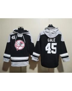 Men's New York Yankees #45 Gerrit Cole Black/Grey Ageless Must-Have Lace-Up Pullover Hoodie