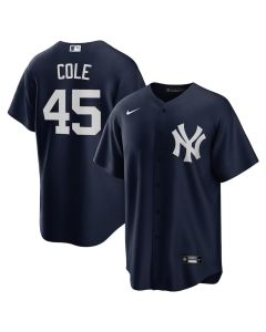 Men's New York Yankees #45 Gerrit Cole Navy Alternate Replica Player Name Jersey