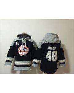 Men's New York Yankees #48 Anthony Rizzo Black/Grey Ageless Must-Have Lace-Up Pullover Hoodie