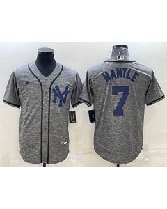 Men's New York Yankees #7 Mickey Mantle Grey Cool Base Stitched Jersey (Grey)