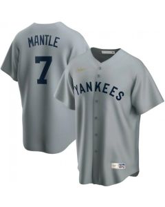 Men's New York Yankees #7 Mickey Mantle Grey Cool Base Stitched Jersey (Style 2)