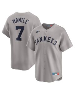Men's New York Yankees #7 Mickey Mantle Gray Throwback Cooperstown Collection Limited Jersey