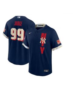 Men's New York Yankees #99 Aaron Judge 2021 Navy All-Star Cool Base Stitched MLB Jersey