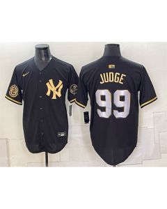 Men's New York Yankees #99 Aaron Judge Black Gold With Patch Limited Stitched Baseball Jersey