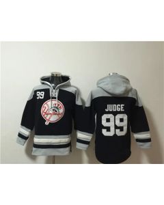 Men's New York Yankees #99 Aaron Judge Black/Grey Ageless Must-Have Lace-Up Pullover Hoodie