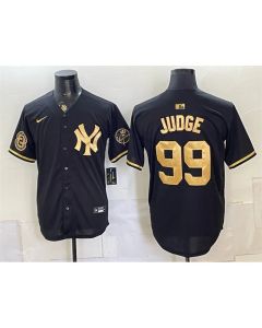 Men's New York Yankees #99 Aaron Judge Black With Patch Baseball Jersey