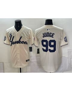 Men's New York Yankees #99 Aaron Judge Cream Limited Stitched Baseball Jersey