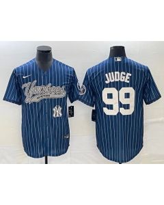 Men's New York Yankees #99 Aaron Judge Navy With Patch Cool Base Stitched Baseball Jersey
