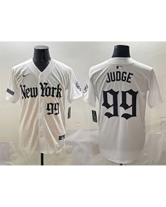 Men's New York Yankees #99 Aaron Judge White "Gothic Legacy Edition" Vapor Premier Limited Stitched Baseball Jersey (White)