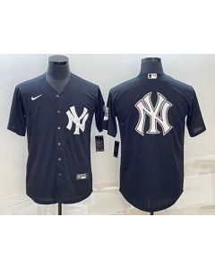 Men's New York Yankees Black Team Big Logo Cool Base Stitched Baseball Jersey (Black)