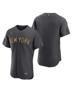 Men's New York Yankees Blank 2022 All-Star Charcoal Flex Base Stitched Baseball Jersey
