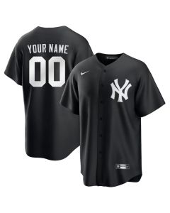 Men's New York Yankees Custom Black Lights Out Replica Jersey (Black)